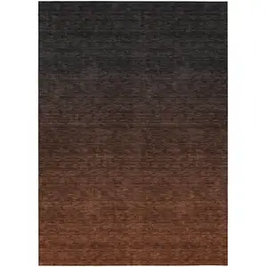 Photo of Orange And Charcoal Abstract Washable Indoor Outdoor Area Rug
