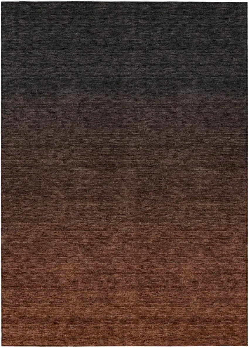Orange And Charcoal Abstract Washable Indoor Outdoor Area Rug Photo 2
