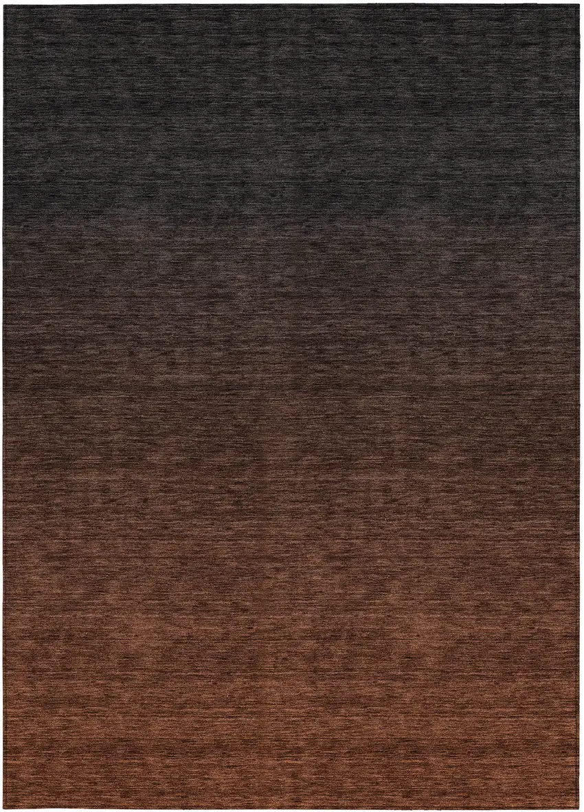 Orange And Charcoal Abstract Washable Indoor Outdoor Area Rug Photo 7