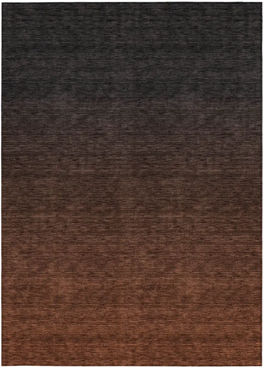 Orange And Charcoal Abstract Washable Indoor Outdoor Area Rug Photo 7
