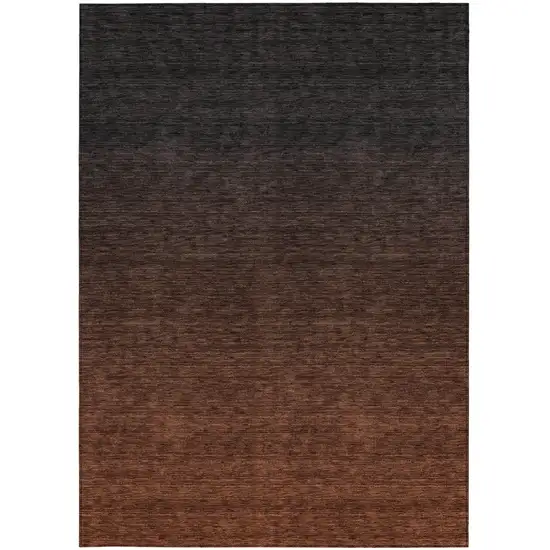 Orange And Charcoal Abstract Washable Indoor Outdoor Area Rug Photo 7