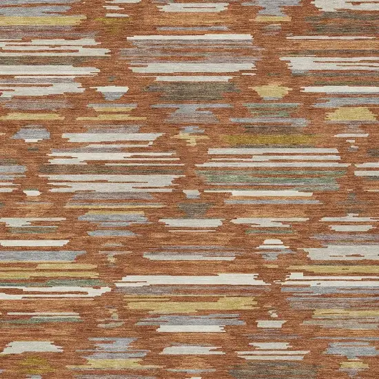 Orange And Charcoal Southwestern Washable Indoor Outdoor Area Rug Photo 2
