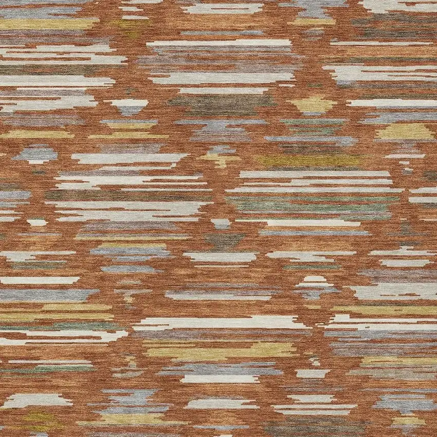 Orange And Charcoal Southwestern Washable Indoor Outdoor Area Rug Photo 2