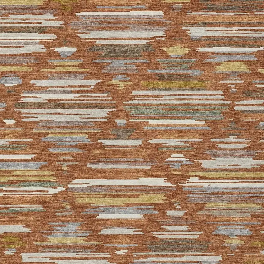 Orange And Charcoal Southwestern Washable Indoor Outdoor Area Rug Photo 2