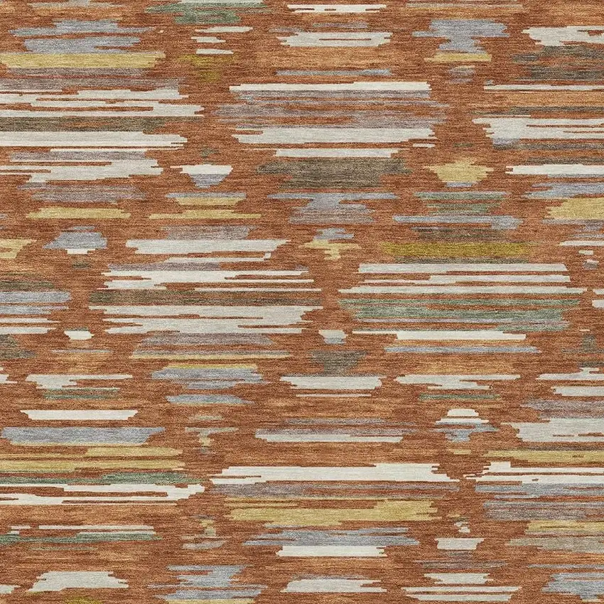 Orange And Charcoal Southwestern Washable Indoor Outdoor Area Rug Photo 2