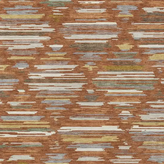 Orange And Charcoal Southwestern Washable Indoor Outdoor Area Rug Photo 2