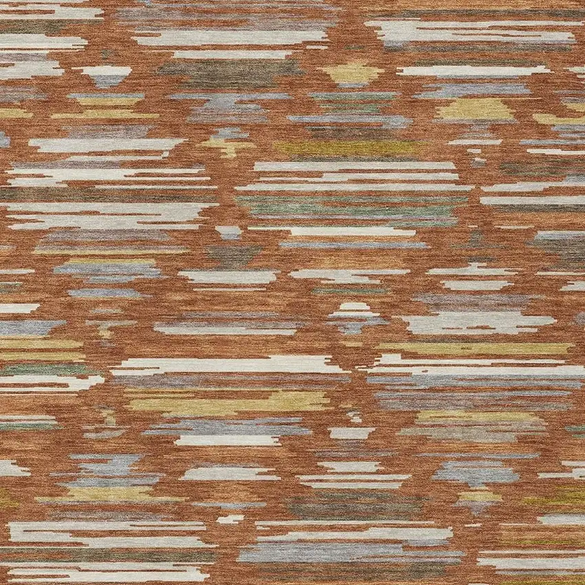 Orange And Charcoal Southwestern Washable Indoor Outdoor Area Rug Photo 2