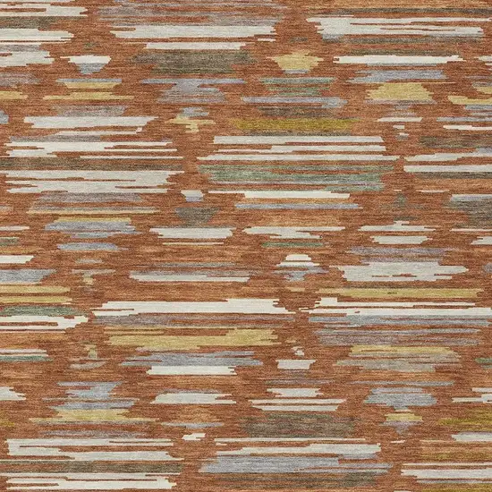Orange And Charcoal Southwestern Washable Indoor Outdoor Area Rug Photo 2