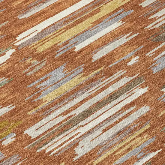 Orange And Charcoal Southwestern Washable Indoor Outdoor Area Rug Photo 9