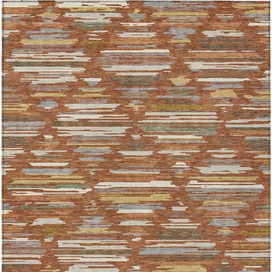 Orange And Charcoal Southwestern Washable Indoor Outdoor Area Rug Photo 3