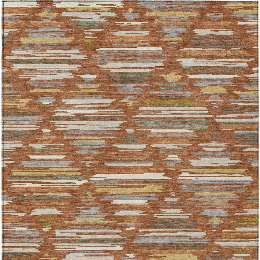 Orange And Charcoal Southwestern Washable Indoor Outdoor Area Rug Photo 3