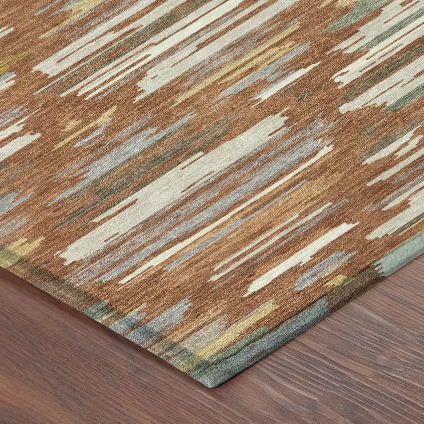 Orange And Charcoal Southwestern Washable Indoor Outdoor Area Rug Photo 8