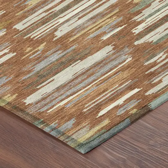 Orange And Charcoal Southwestern Washable Indoor Outdoor Area Rug Photo 8