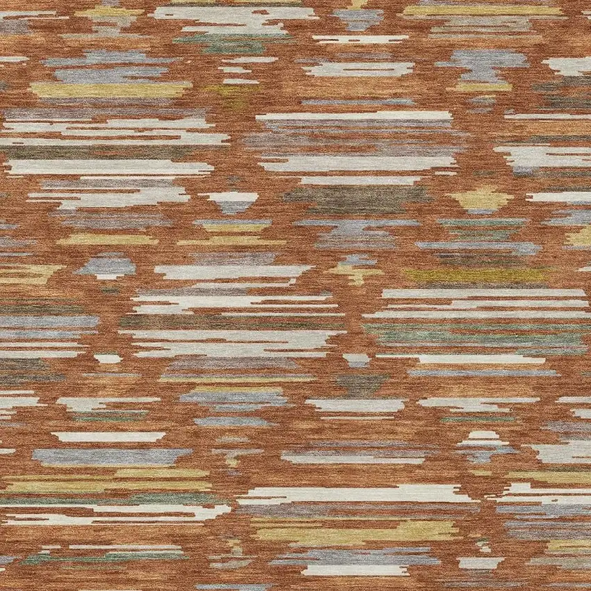 Orange And Charcoal Southwestern Washable Indoor Outdoor Area Rug Photo 2