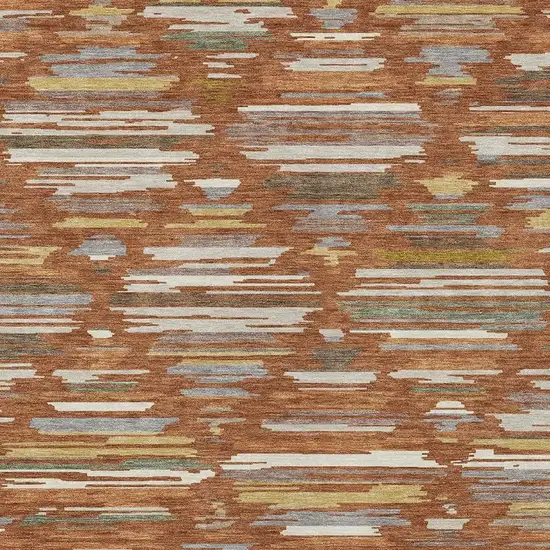 Orange And Charcoal Southwestern Washable Indoor Outdoor Area Rug Photo 2