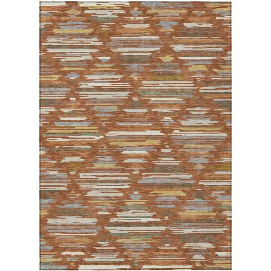 Orange And Charcoal Southwestern Washable Indoor Outdoor Area Rug Photo 1