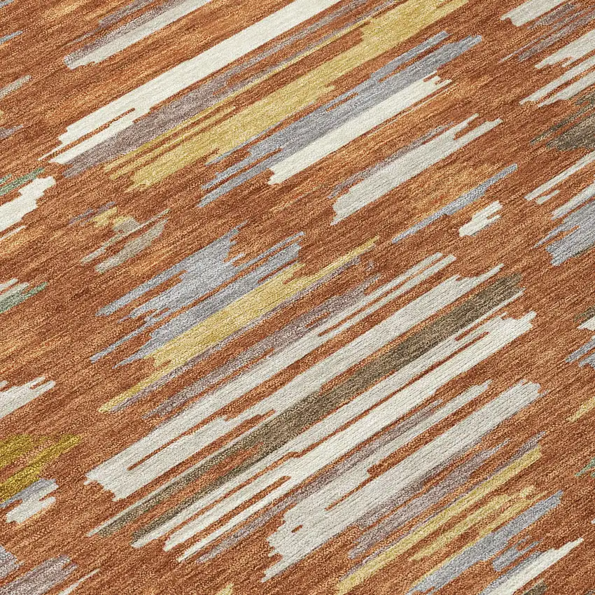 Orange And Charcoal Southwestern Washable Indoor Outdoor Area Rug Photo 9