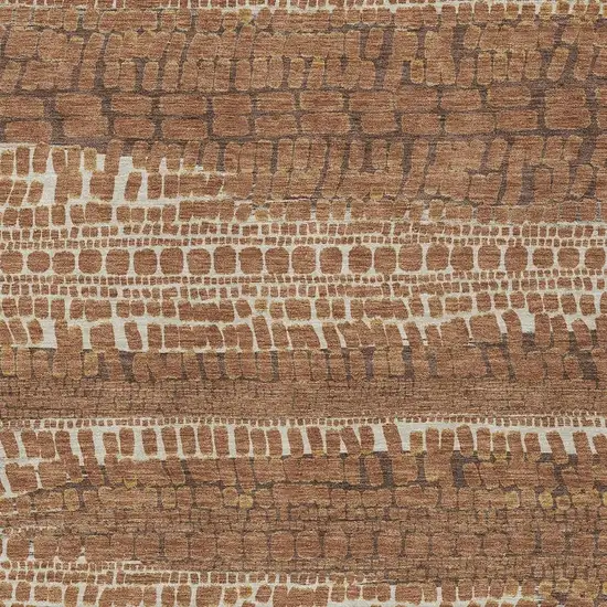 Orange And Chocolate Abstract Washable Indoor Outdoor Area Rug Photo 2