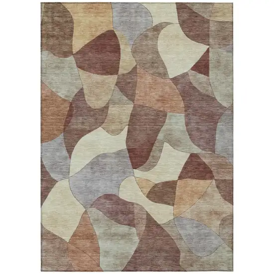 Orange And Chocolate Abstract Washable Indoor Outdoor Area Rug Photo 2