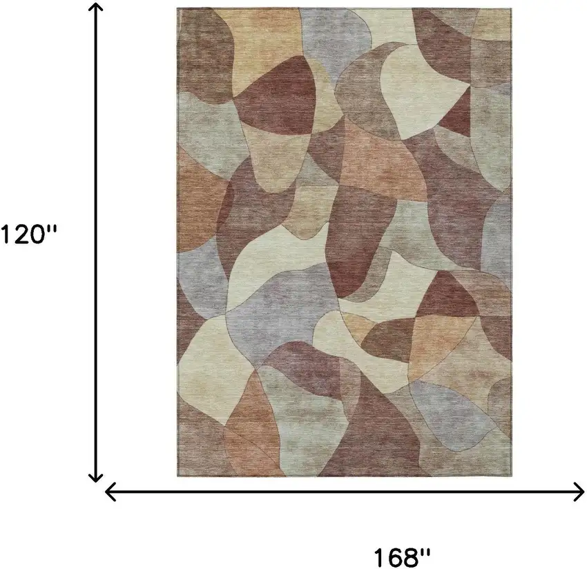 Orange And Chocolate Abstract Washable Indoor Outdoor Area Rug Photo 5