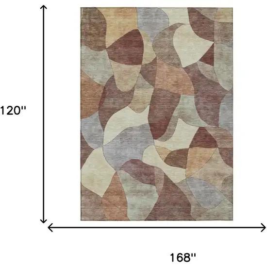 Orange And Chocolate Abstract Washable Indoor Outdoor Area Rug Photo 5