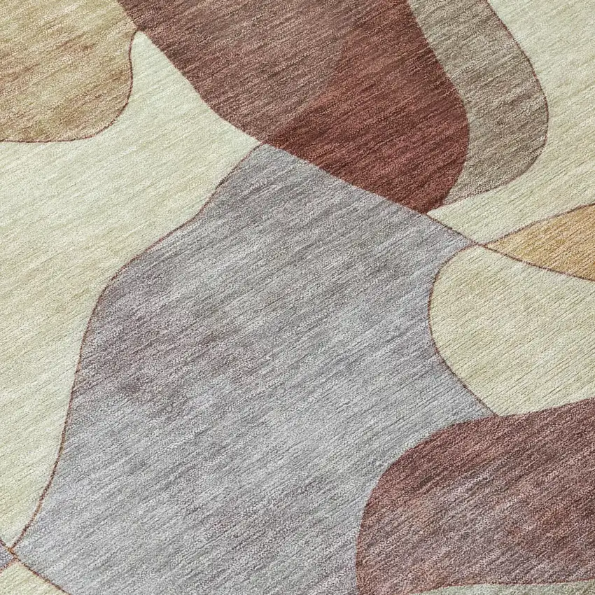 Orange And Chocolate Abstract Washable Indoor Outdoor Area Rug Photo 4