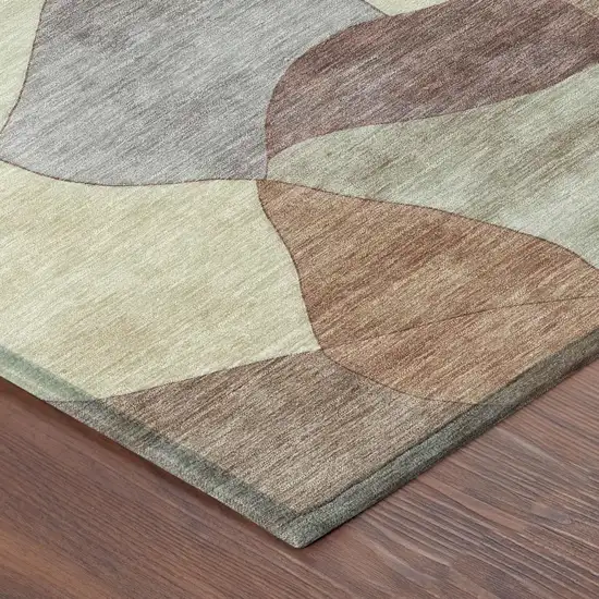 Orange And Chocolate Abstract Washable Indoor Outdoor Area Rug Photo 3
