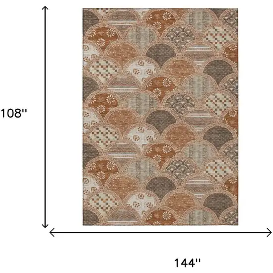 Orange And Chocolate Geometric Washable Indoor Outdoor Area Rug Photo 5