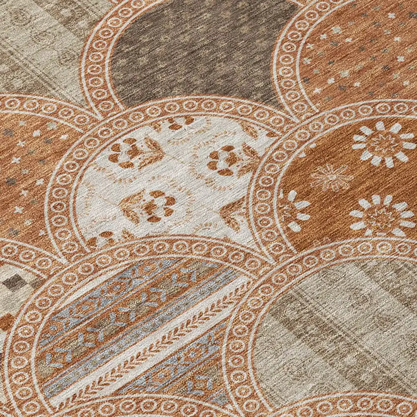 Orange And Chocolate Geometric Washable Indoor Outdoor Area Rug Photo 4