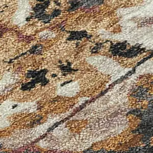 Photo of Orange And Copper Abstract Washable Indoor Outdoor Area Rug