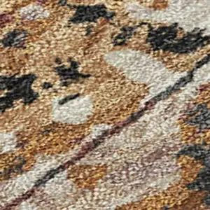 Photo of Orange And Copper Abstract Washable Indoor Outdoor Area Rug