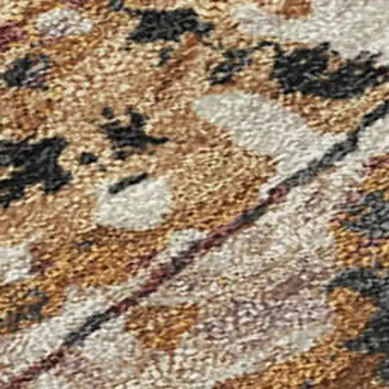 Orange And Copper Abstract Washable Indoor Outdoor Area Rug Photo 1
