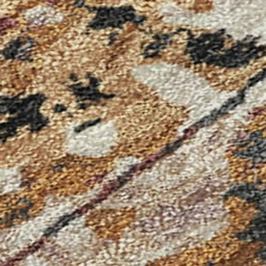 Orange And Copper Abstract Washable Indoor Outdoor Area Rug Photo 1