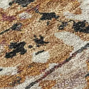 Photo of Orange And Copper Abstract Washable Indoor Outdoor Area Rug