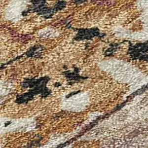 Photo of Orange And Copper Abstract Washable Indoor Outdoor Area Rug