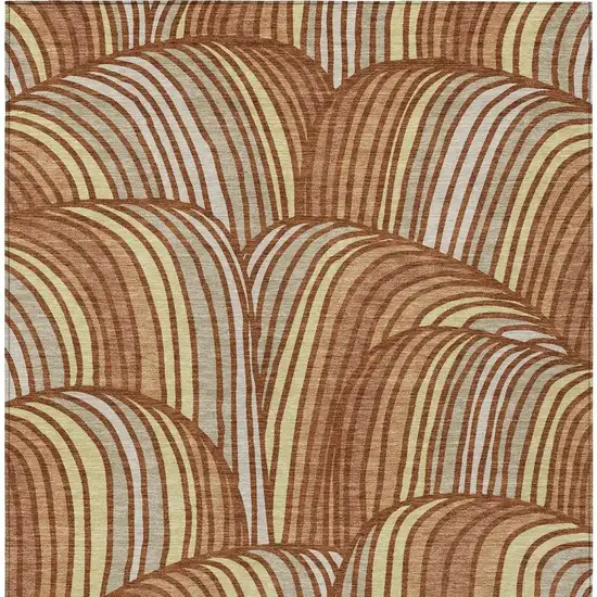 Orange And Copper Abstract Washable Indoor Outdoor Area Rug Photo 3