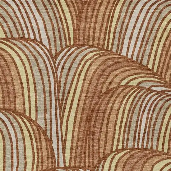 Orange And Copper Abstract Washable Indoor Outdoor Area Rug Photo 2