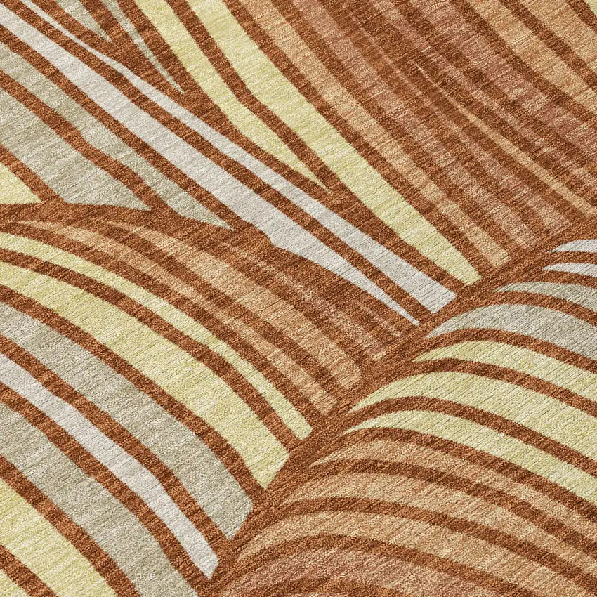 Orange And Copper Abstract Washable Indoor Outdoor Area Rug Photo 9
