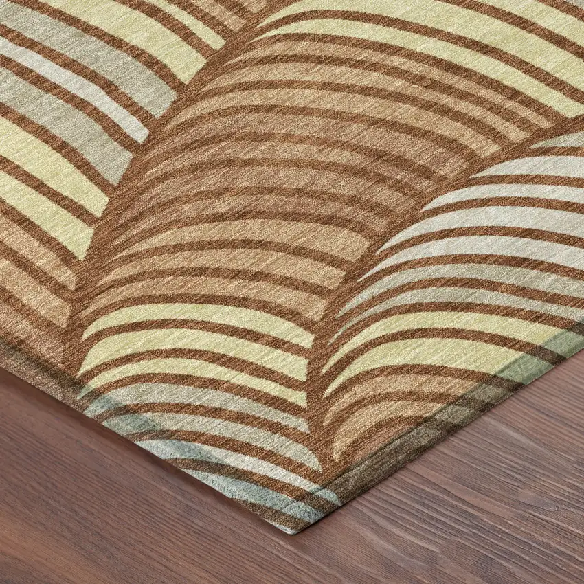 Orange And Copper Abstract Washable Indoor Outdoor Area Rug Photo 8