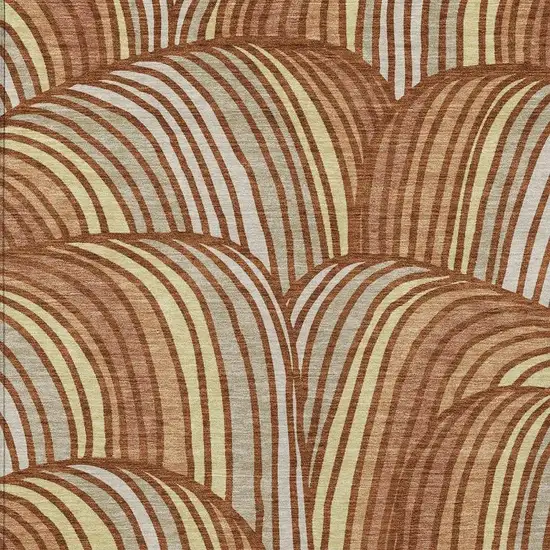 Orange And Copper Abstract Washable Indoor Outdoor Area Rug Photo 2