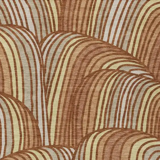 Orange And Copper Abstract Washable Indoor Outdoor Area Rug Photo 2