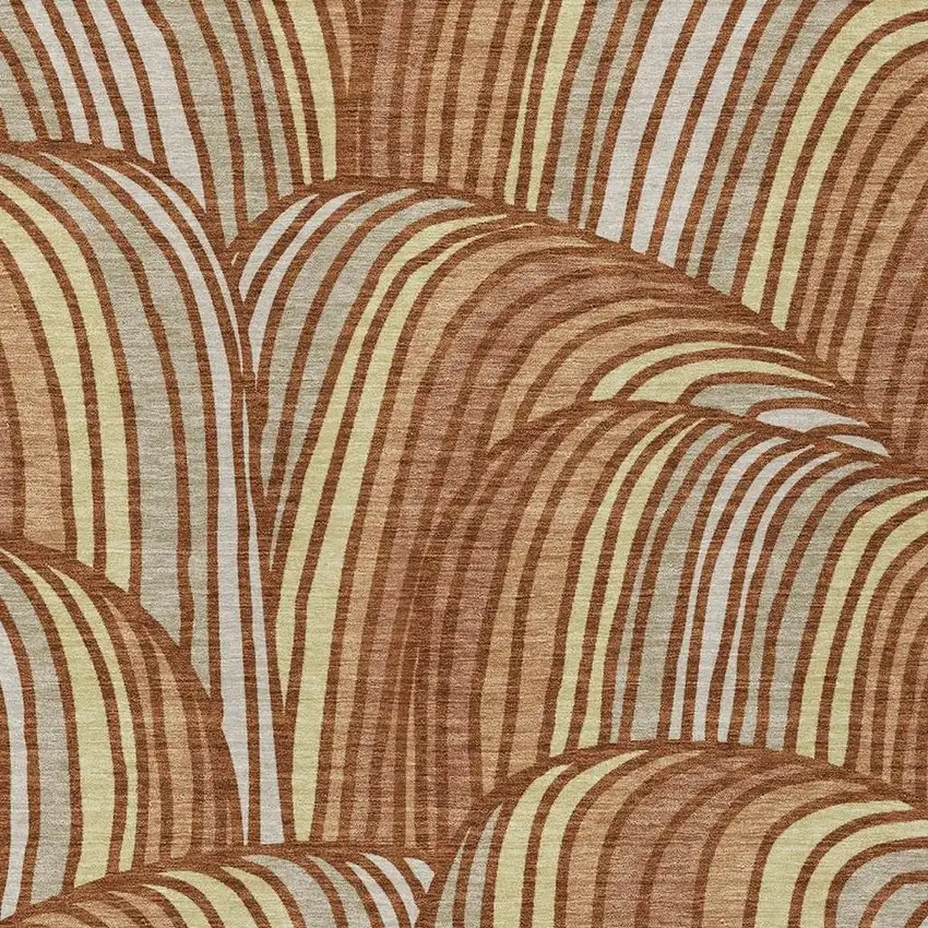 Orange And Copper Abstract Washable Indoor Outdoor Area Rug Photo 2