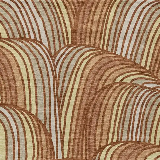 Orange And Copper Abstract Washable Indoor Outdoor Area Rug Photo 2