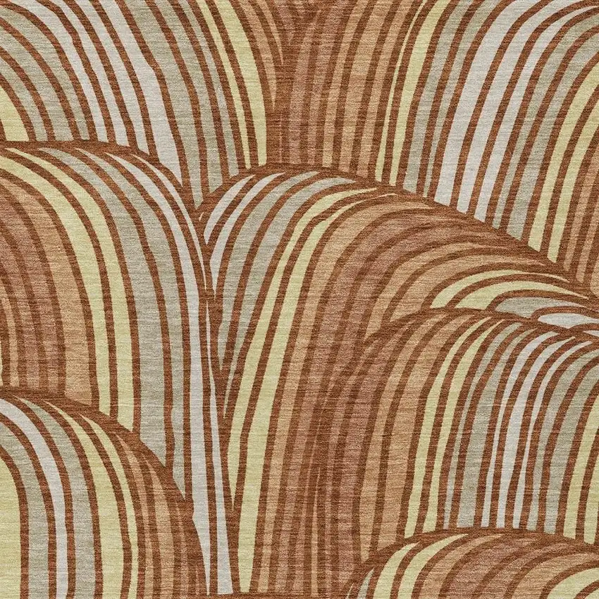 Orange And Copper Abstract Washable Indoor Outdoor Area Rug Photo 2
