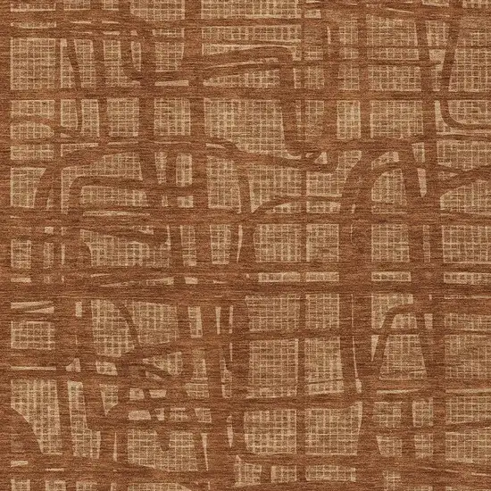 Orange And Copper Abstract Washable Indoor Outdoor Area Rug Photo 3