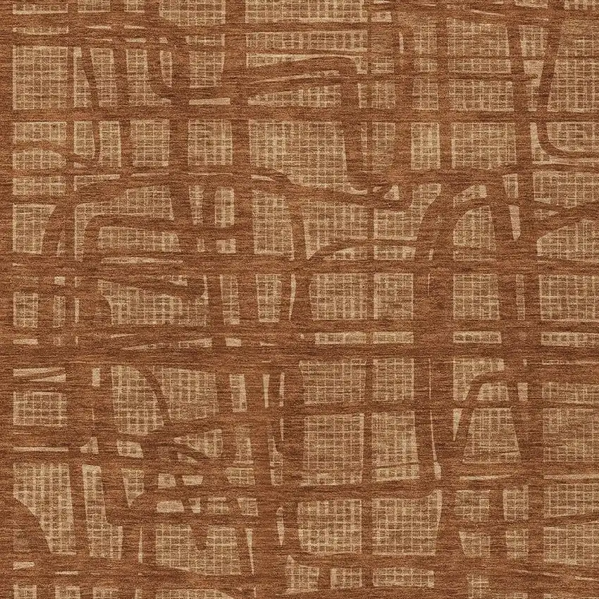 Orange And Copper Abstract Washable Indoor Outdoor Area Rug Photo 3