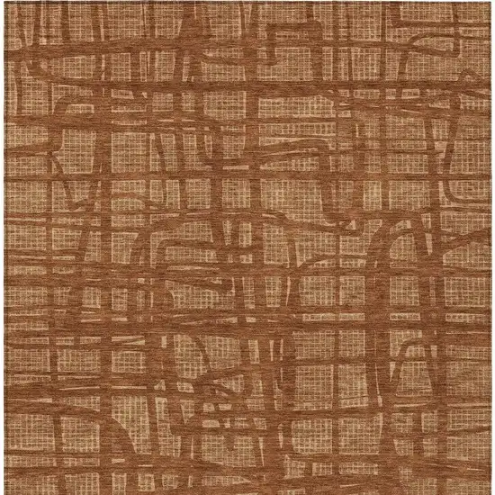 Orange And Copper Abstract Washable Indoor Outdoor Area Rug Photo 4