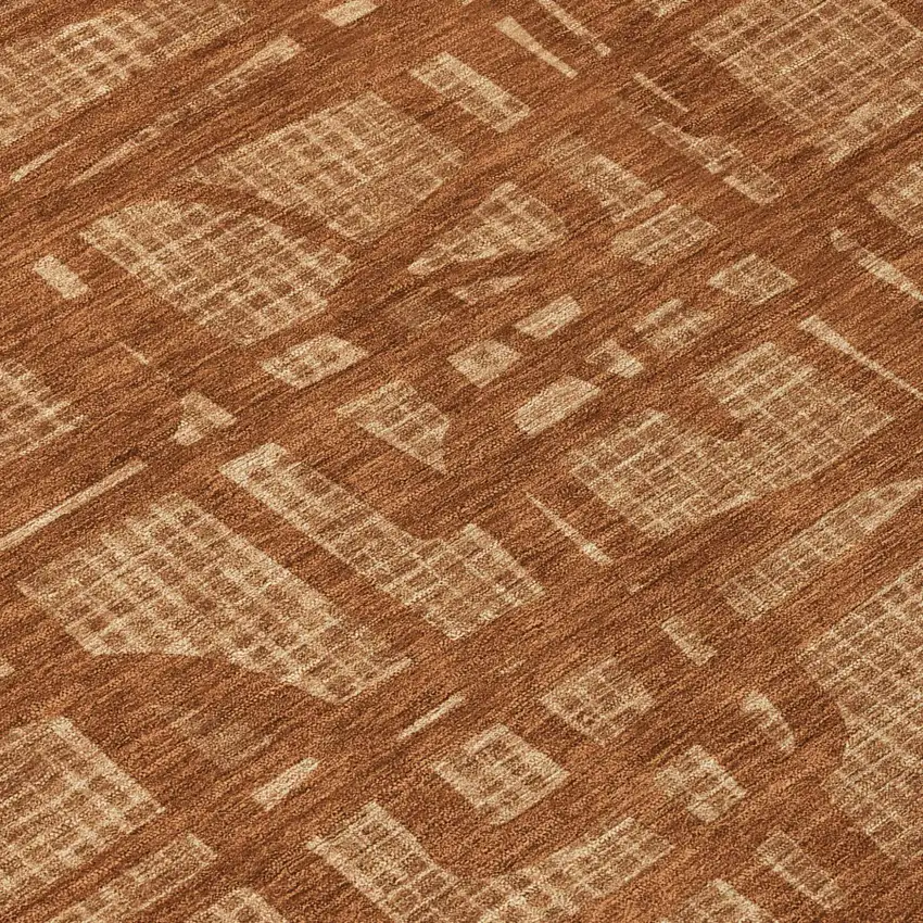 Orange And Copper Abstract Washable Indoor Outdoor Area Rug Photo 6
