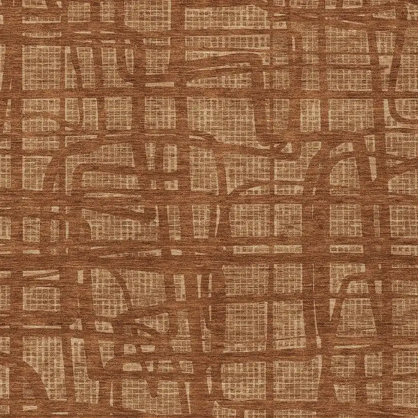 Orange And Copper Abstract Washable Indoor Outdoor Area Rug Photo 3