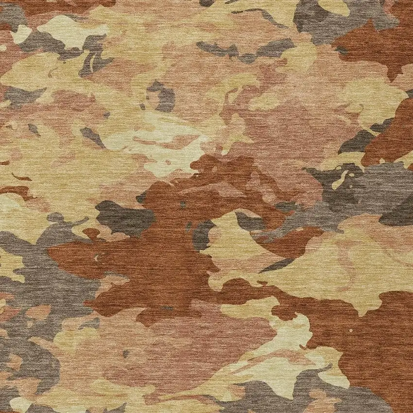 Orange And Copper Abstract Washable Indoor Outdoor Area Rug Photo 3